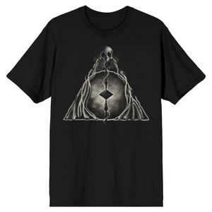 Harry Potter Deathly Hallows Symbol w Skull T Shirt Black Sz L